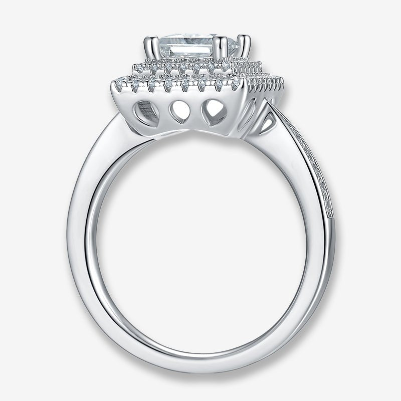 Stunning Meliora Princess-Cut Moissanite Halo Ring 💍✨ Ideal for engagement or wedding, amazing value with classic elegance!
