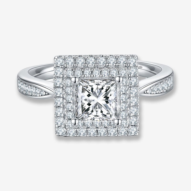 Meliora Princess-Cut Moissanite Halo Ring 💍✨ | Stunning engagement ring with amazing value. Perfect for weddings! #Moissanite