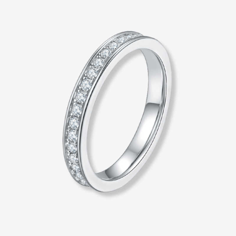 Sleek Milara Moissanite Channel-Set Eternity Band 💍✨ Perfect for engagement or wedding, an amazing value!