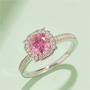Elegant pink gemstone ring with diamond halo, perfect for weddings or engagements 💍✨ #engagement #wedding #jewelry