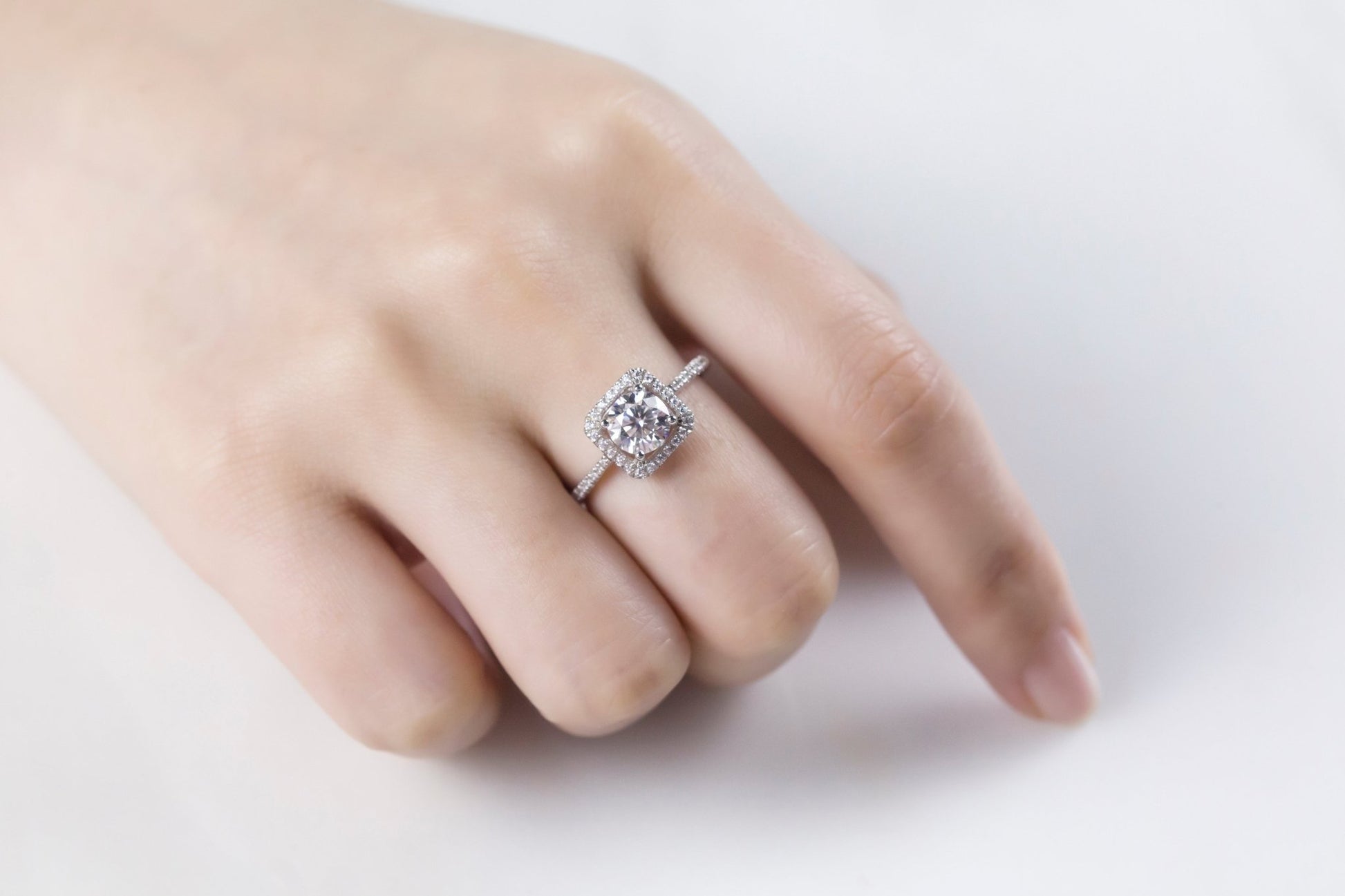 Elegant Rosalyn Moissanite Halo Ring showcasing a round-cut stone, perfect for engagement or wedding 💍✨ #AmazingValue