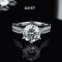 Elegant 3.0CT round-cut Moissanite ring with zirconia stones 💍✨ Perfect for engagement or wedding, amazing value!
