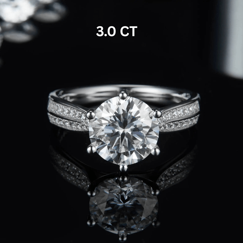 Elegant 3.0CT round-cut Moissanite ring with zirconia stones 💍✨ Perfect for engagement or wedding, amazing value!