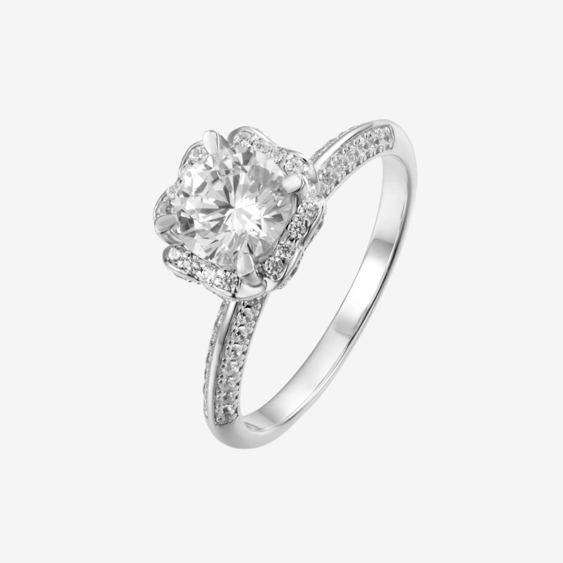 The Seraphina Moissanite Halo Engagement Ring 💍✨, 1.0ct brilliance with a floral halo, perfect for weddings at an amazing value!
