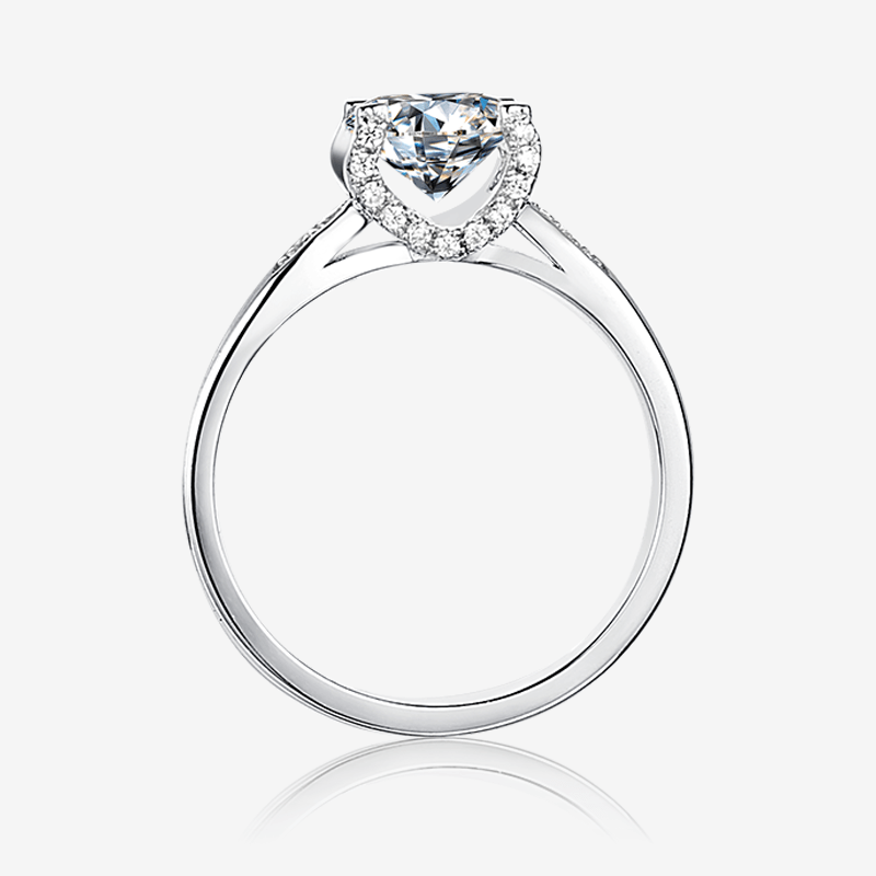 Moissanite engagement ring with round center stone and sparkling accent stones. Perfect for weddings! 💍✨ #AmazingValue