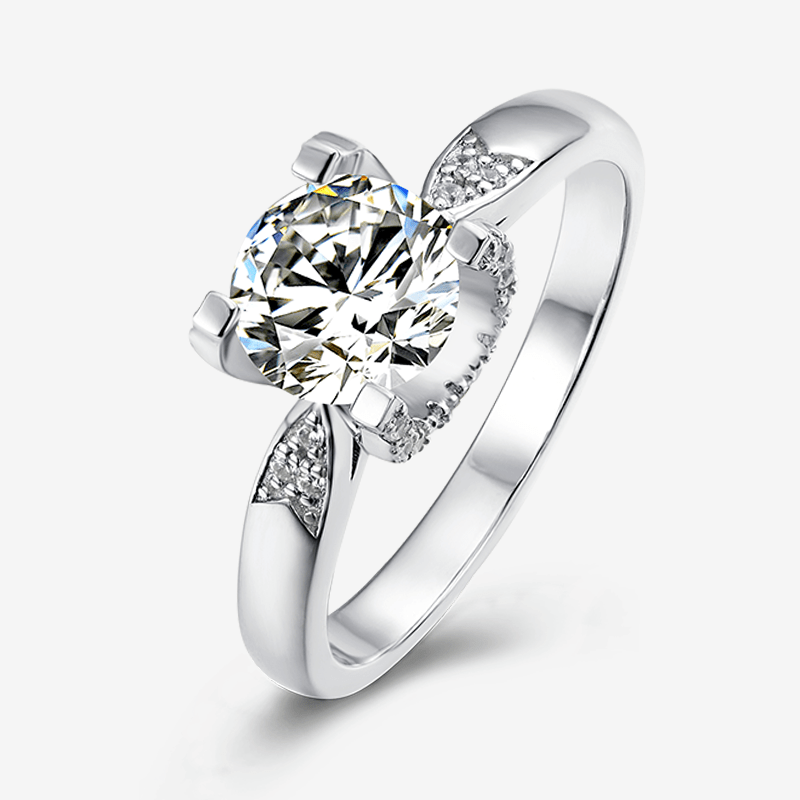 Stunning Moissanite engagement ring with 1CT center stone and sparkling accent stones 💍✨. Exceptional value for weddings!
