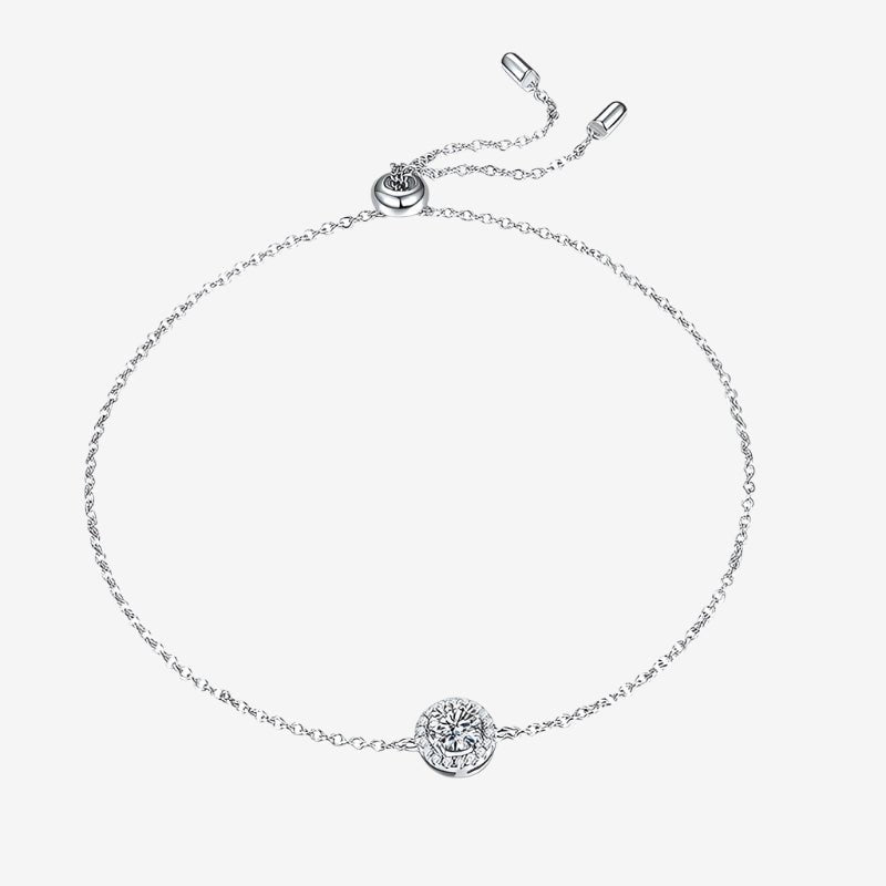 The Serina Moissanite Halo Adjustable Bracelet - Chantal Vaulet