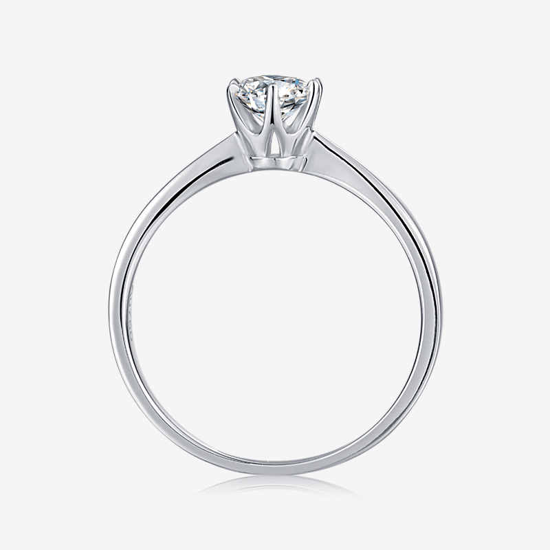 Elegant Moissanite solitaire ring in a classic six-prong setting, perfect for engagements and weddings. 💍✨