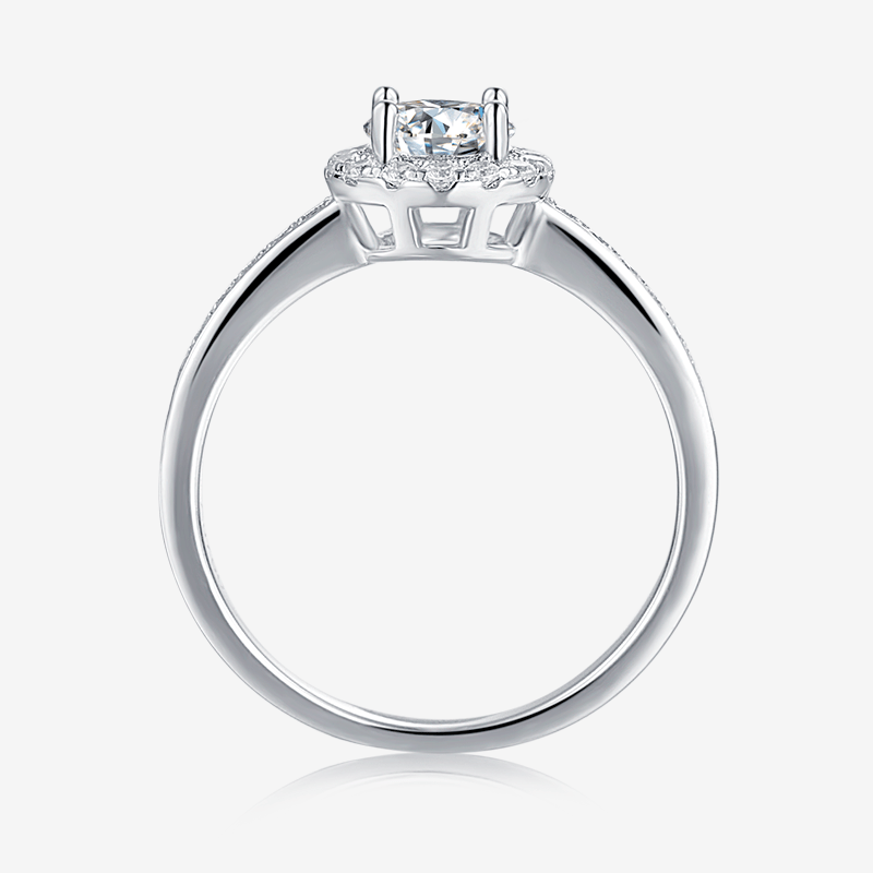 Back view of the Solenne 0.5CT Moissanite halo ring 💍, showcasing elegance for engagement or wedding. Amazing value! ✨