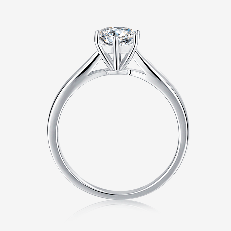 Elegant 0.5CT round-cut Moissanite ring in a classic six-prong setting 💍✨, perfect for engagement and wedding. Amazing value!
