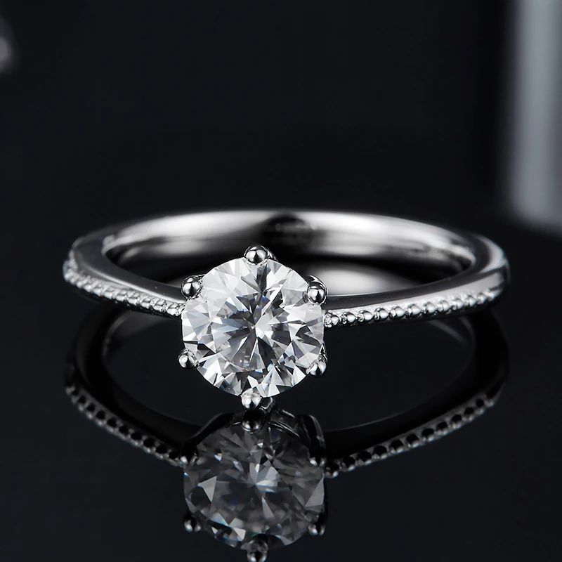 Elegant Solvienne Moissanite Solitaire Ring 💍 with 1CT round-cut gem, perfect for engagement or wedding 💖 - amazing value!