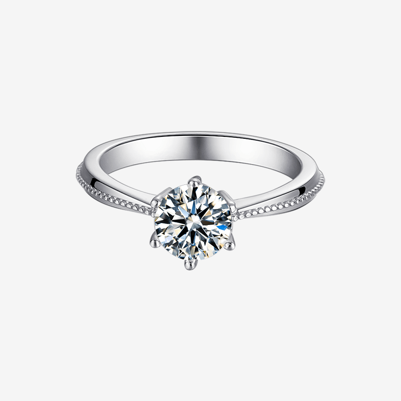 Solvienne Moissanite Solitaire Ring featuring a stunning 1.0CT round-cut Moissanite in a classic six-prong setting 💍✨