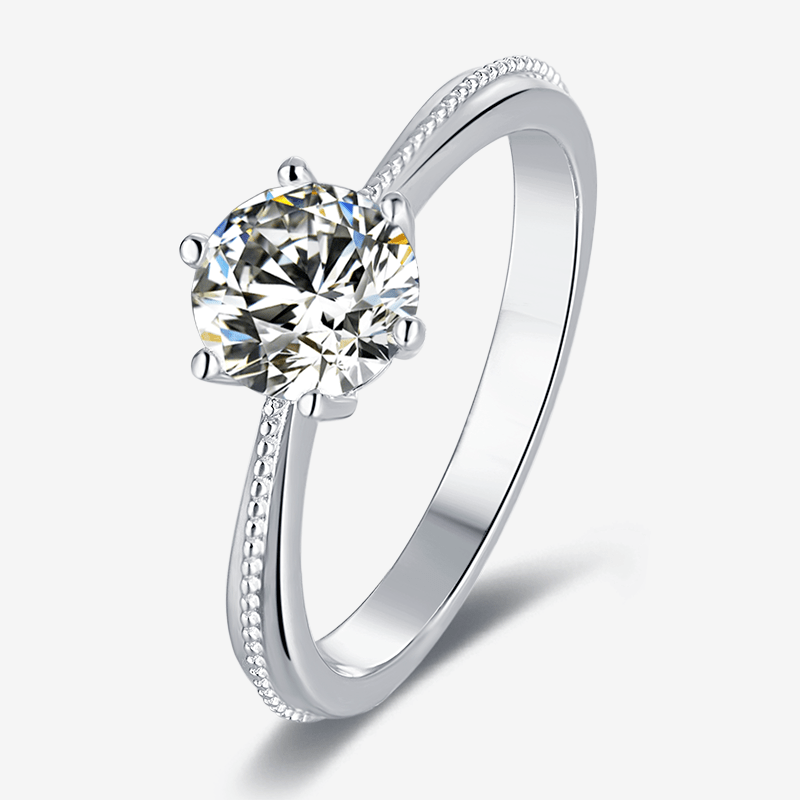 Stunning Solvienne Moissanite Solitaire Ring 💍✨ with 1.0CT round-cut stone in classic six-prong setting.