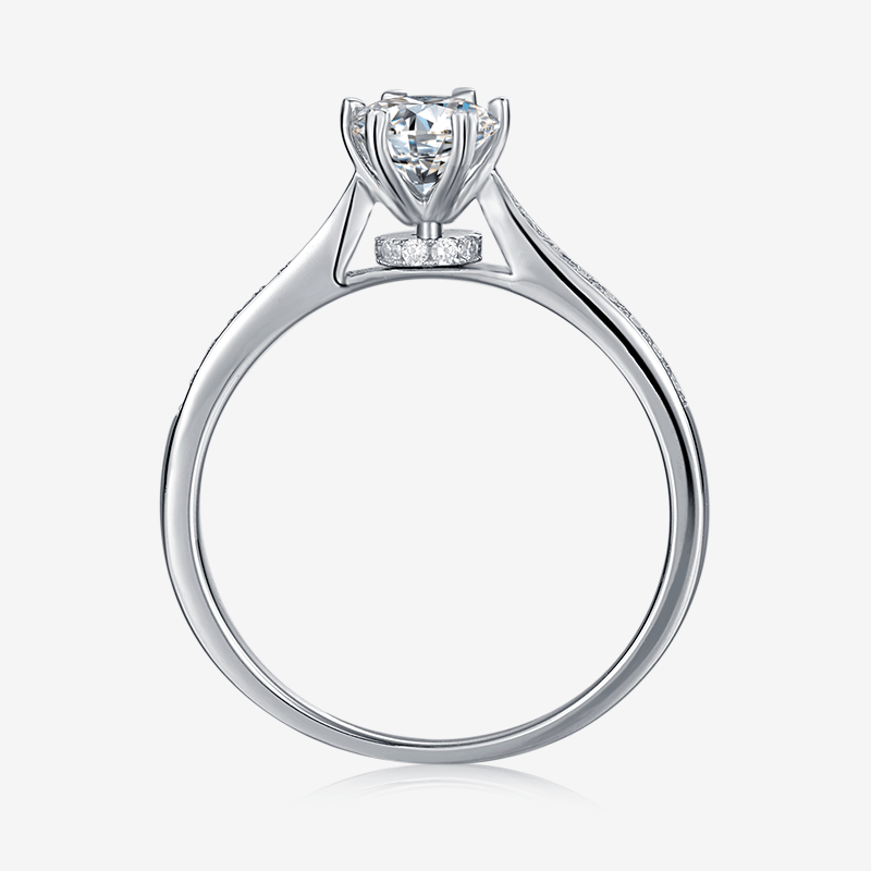 A stunning moissanite engagement ring with a 0.5CT center stone in a six-prong setting, showcasing exquisite craftsmanship 💍✨