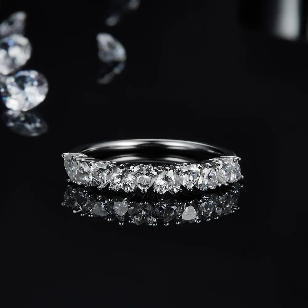 The Valeria Moissanite Eternity Band 💍✨ - Stunning 10-stone design in polished 925 Sterling Silver, perfect for engagements and weddings.
