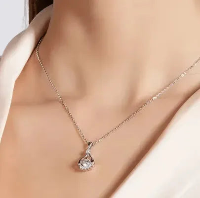 The Valessia Moissanite Dancing Teardrop Necklace PENDANT by Chantal Vaulet
