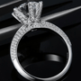 Stunning Valmora 3CT Moissanite engagement ring with zirconia pavé, perfect for weddings. Amazing value! 💍✨