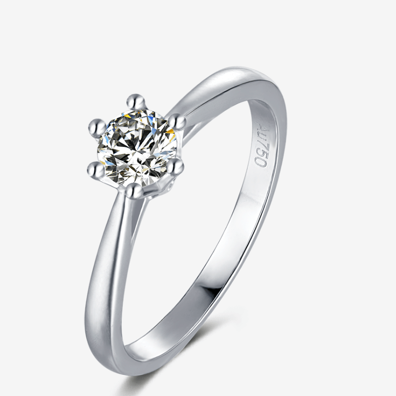 The Valoria Moissanite solitaire ring in 14K white gold, 0.5CT brilliance. 💍✨ Perfect for engagements and weddings! Amazing value!