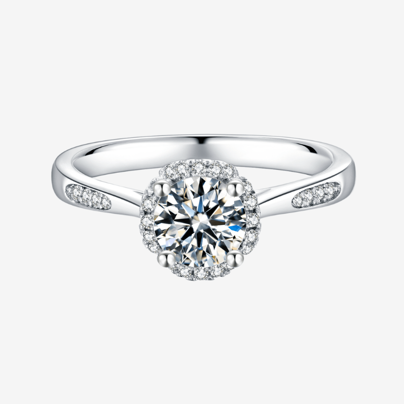 Stunning Velantha Moissanite Halo Ring 💍✨ featuring 1.0CT center stone and dazzling pavé accents. Perfect for engagement or wedding! 🎉