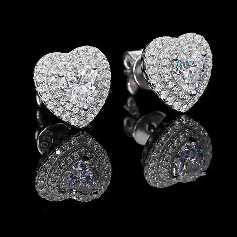 The Velarisse Moissanite Heart Halo Earrings EARRINGS by Chantal Vaulet