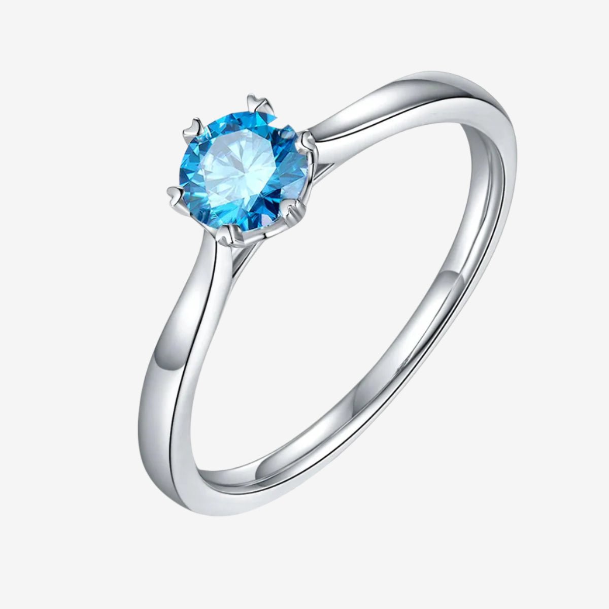 Stunning 0.5CT blue Moissanite engagement ring in sleek 925 sterling silver setting. Amazing value! 💍💙