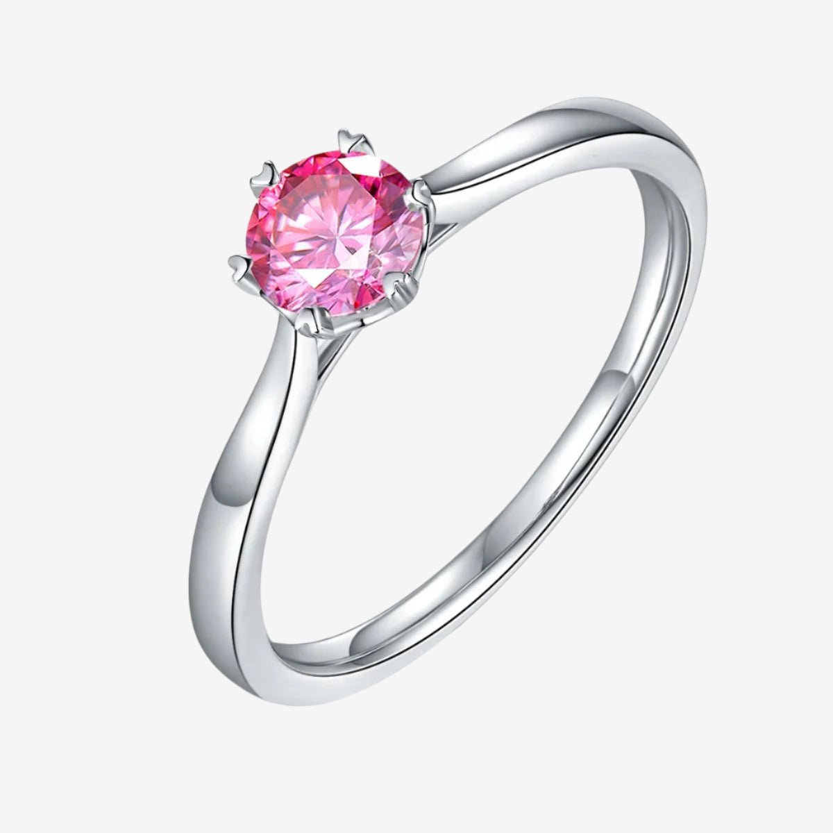 Stunning pink round-cut ring in sleek silver setting 💖 Perfect for engagement or wedding, offering amazing value! 💍
