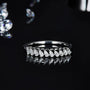 The Vespera Moissanite half-eternity band ring 💍, featuring sparkling marquise and round-cut stones for timeless elegance✨.