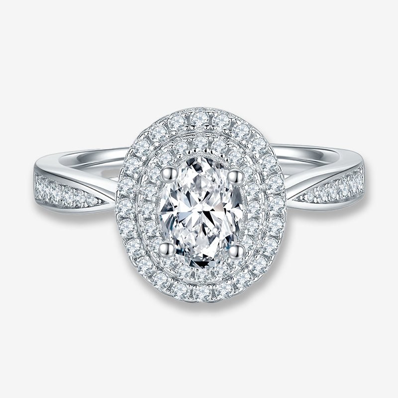 Stunning Vivienne Oval-Cut Moissanite Halo Ring 💍✨, perfect for engagements & weddings. Amazing value!
