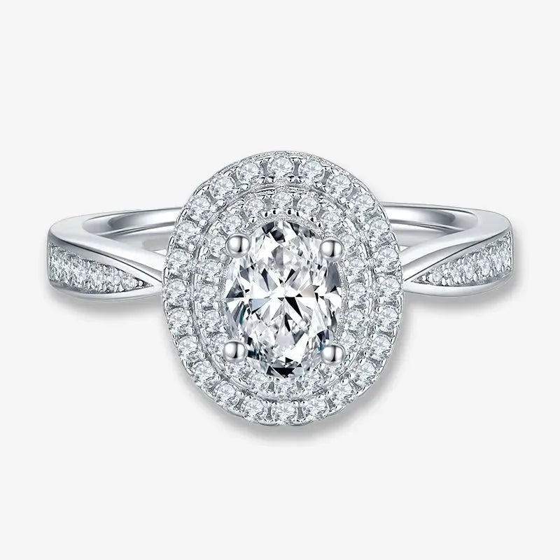 The Vivienne Oval-Cut Moissanite Halo Ring RING by Chantal Vaulet
