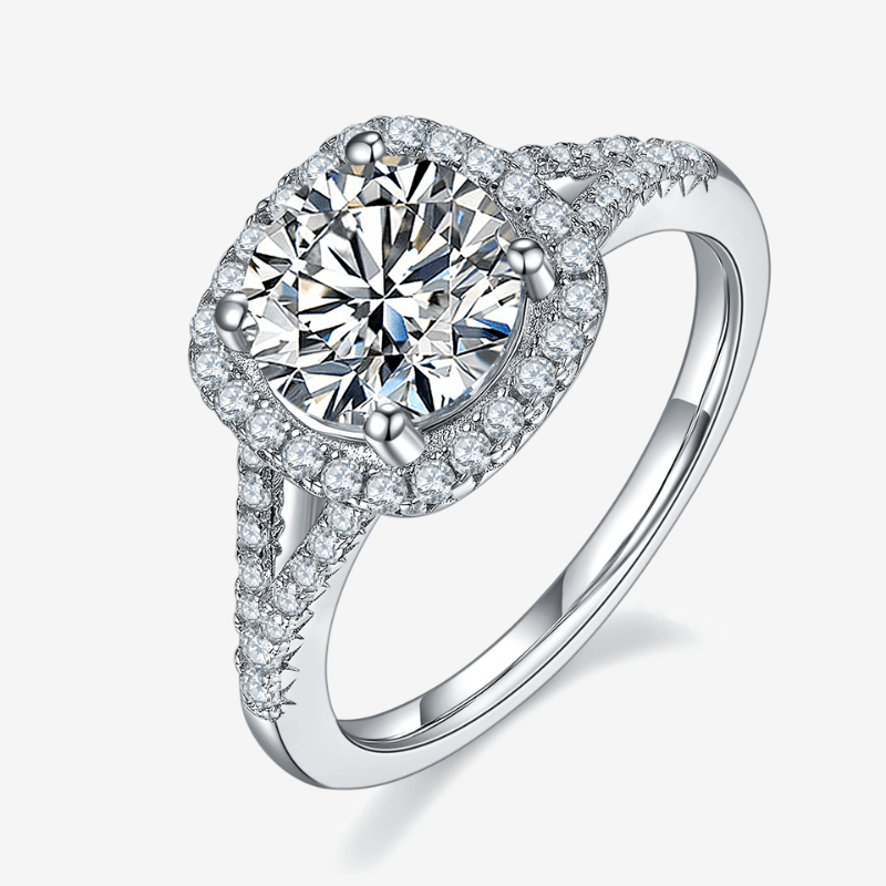 The Zalenka Moissanite Ring 💍 with 3CT round-cut stone, 48PCS zirconia for bridal elegance, amazing value! ✨ #Engagement #Wedding