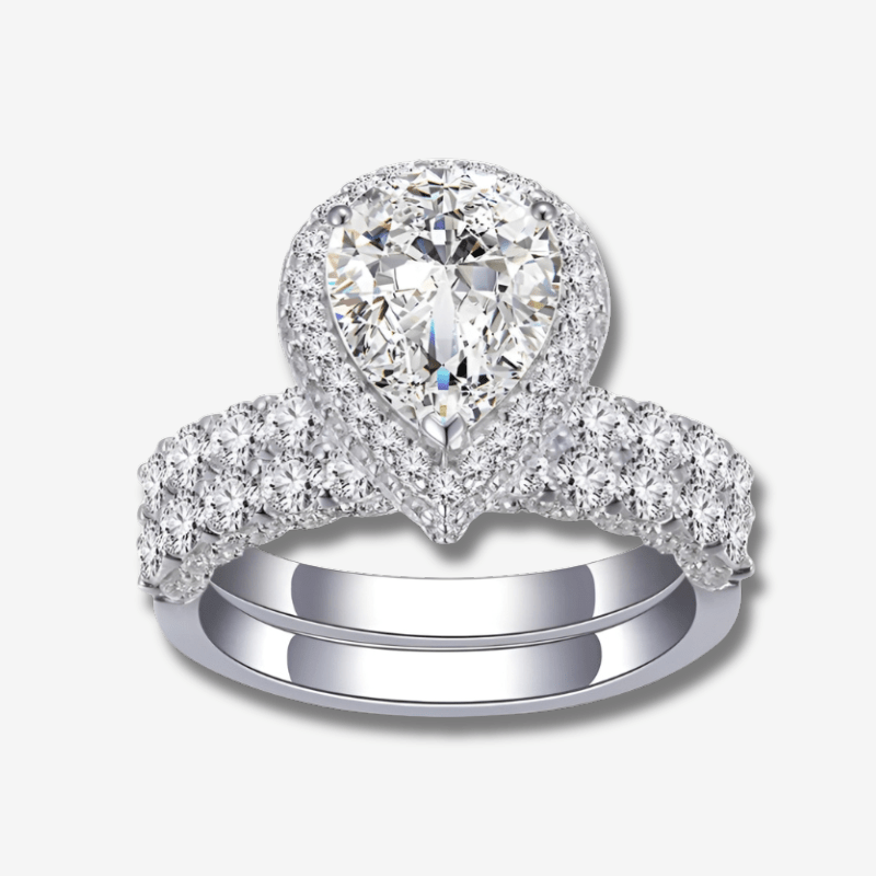 The Zephyra pear cut moissanite halo ring 3CT in sterling silver, dazzling wedding engagement ring 💍✨ amazing value!